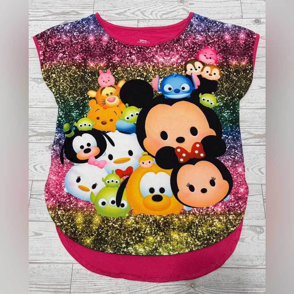 Disney Tsum Tsum Pink Short Sleeve Girl’s Tee Size M 7/8